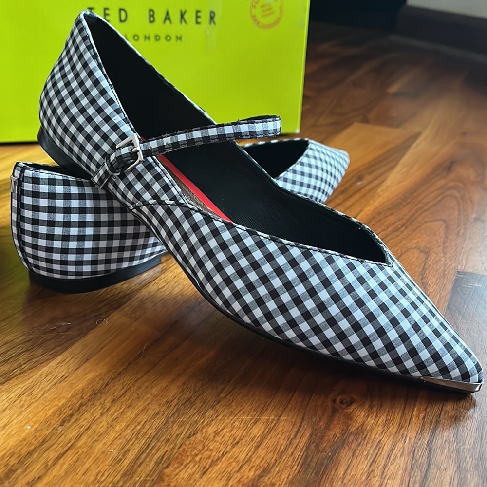 Ted Baker Hujig Gingham Mary Jane Flat, NEW - Picture 15 of 17